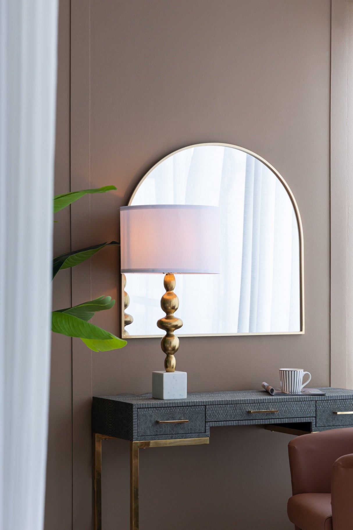 D15x29.5' Gold and White Table Lamp with Round Four Tiered Body