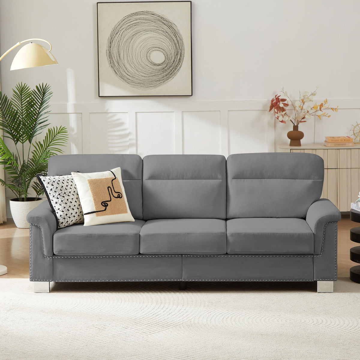 3 Seater Elegant Stationary Sofa