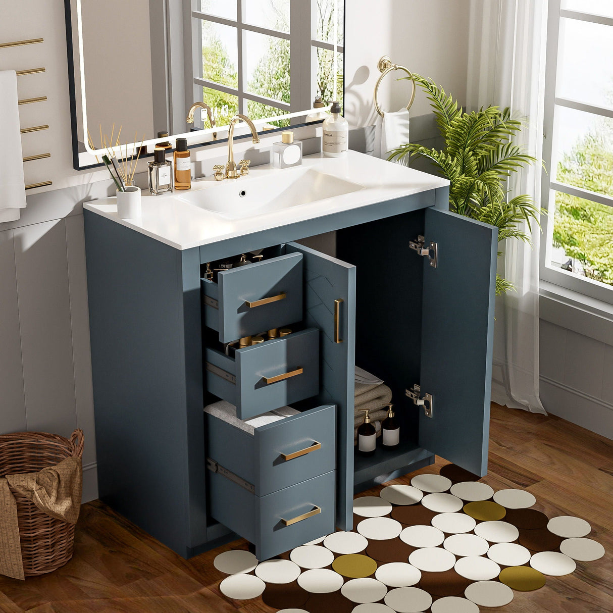 Bathroom Vanity With Sink Combo, Storage Cabinet