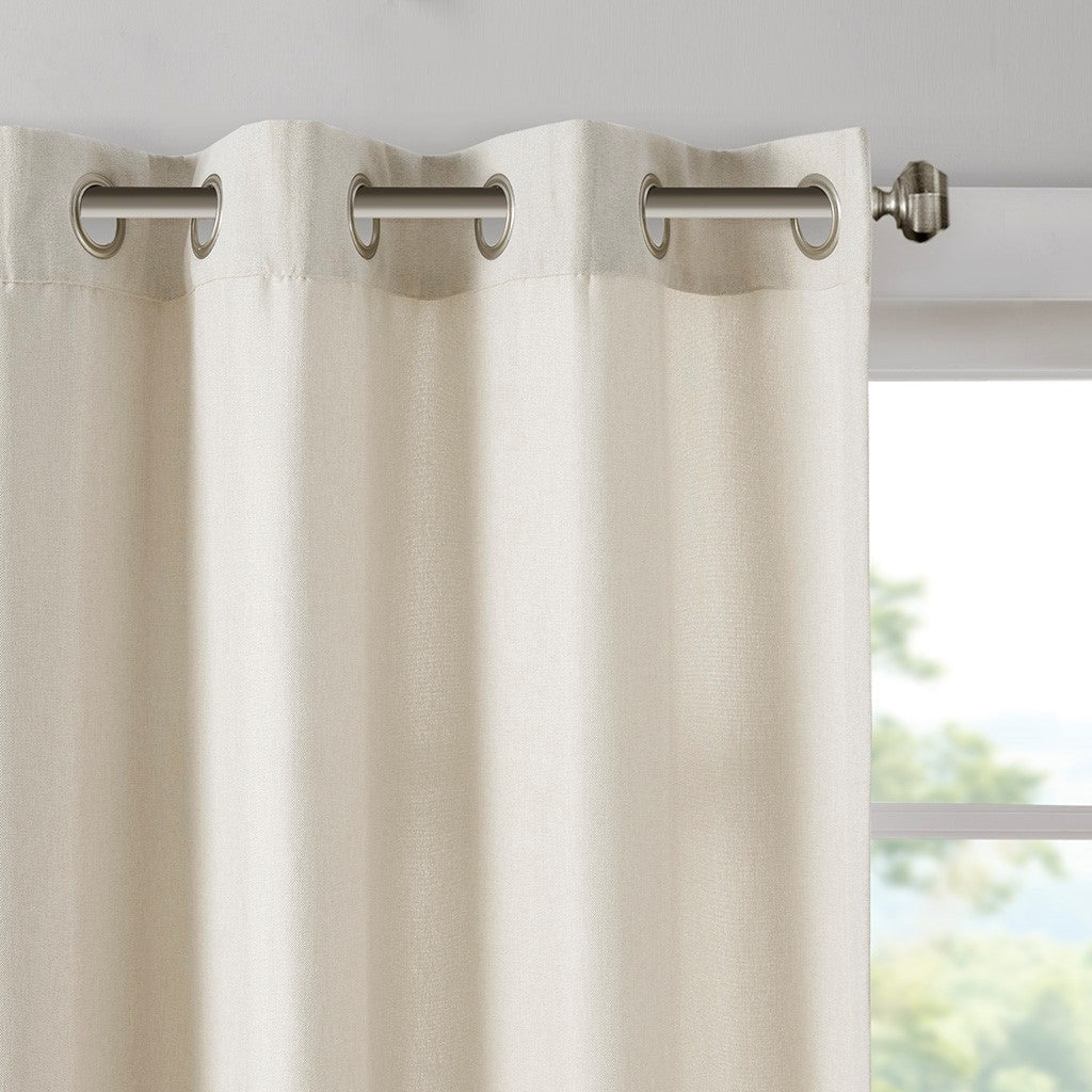 Plaid Rod Pocket and Back Tab Curtain Panel with Fleece Lining - Natural