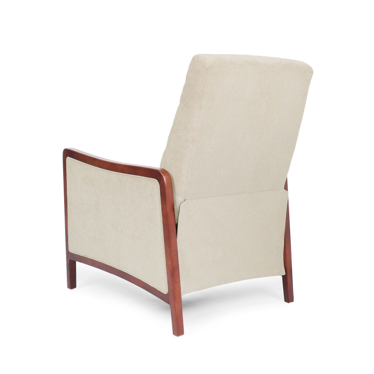 Mid Century Modern Fabric Channel Stitch Wood Pushback Recliner