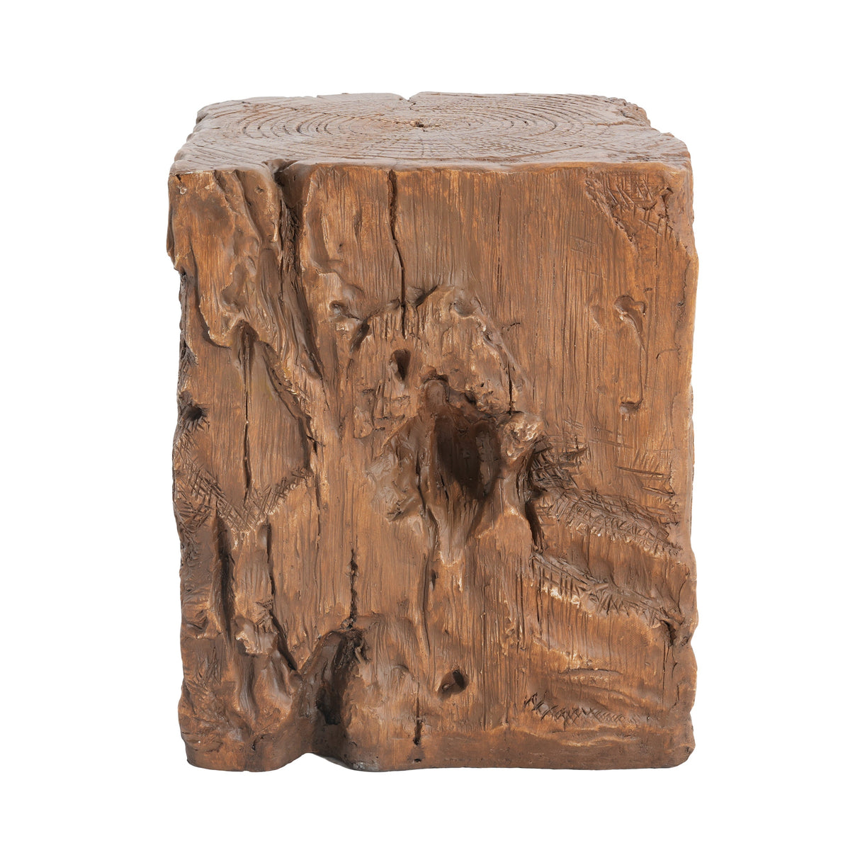 Amira Outdoor And Indoor Stump Shape MGO Side Table Brown Finish