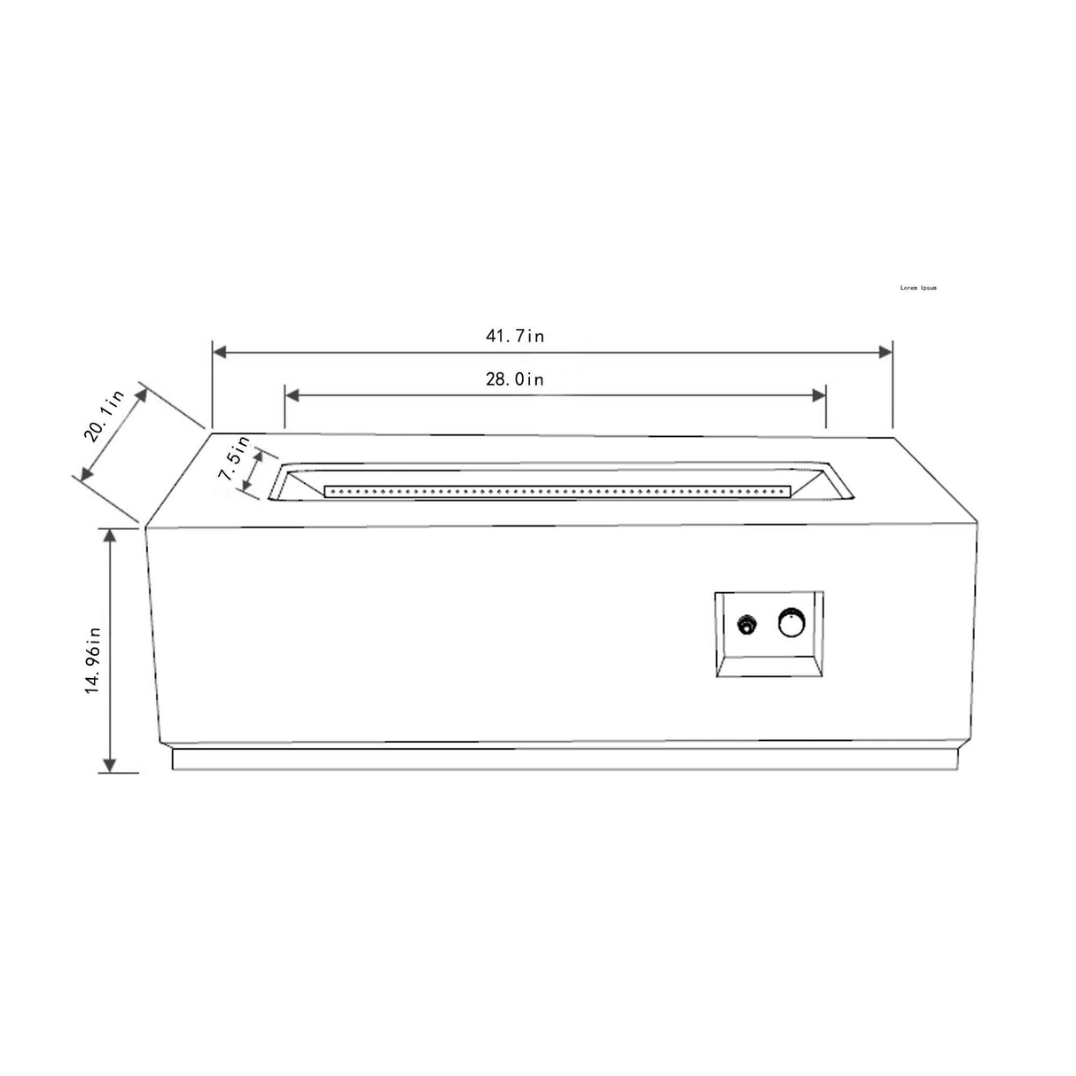 42" Propane Gas Fire Pit Table, 50000 BTU Rectangular Steel Fire Pit with Glass Wind Guard - Gray