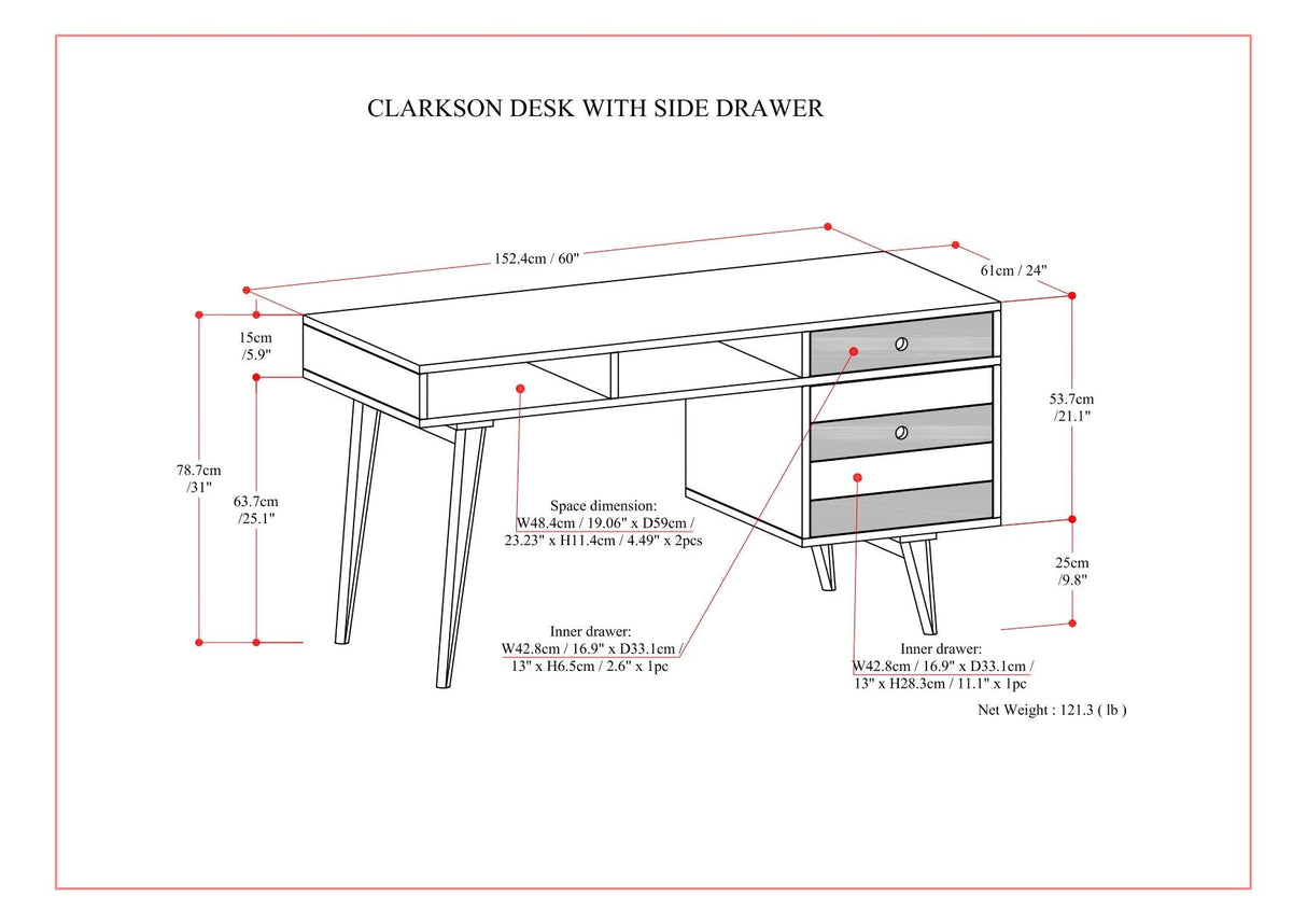Clarkson - Desk With Side Drawers - Rustic Natural Aged Brown