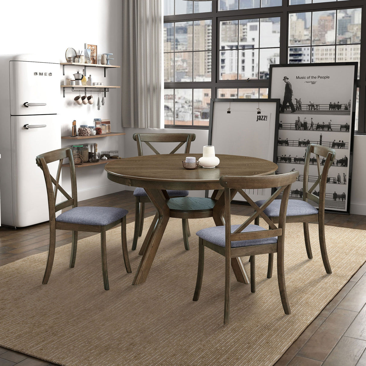 47.24'' Round Rubber Wood Dining Table