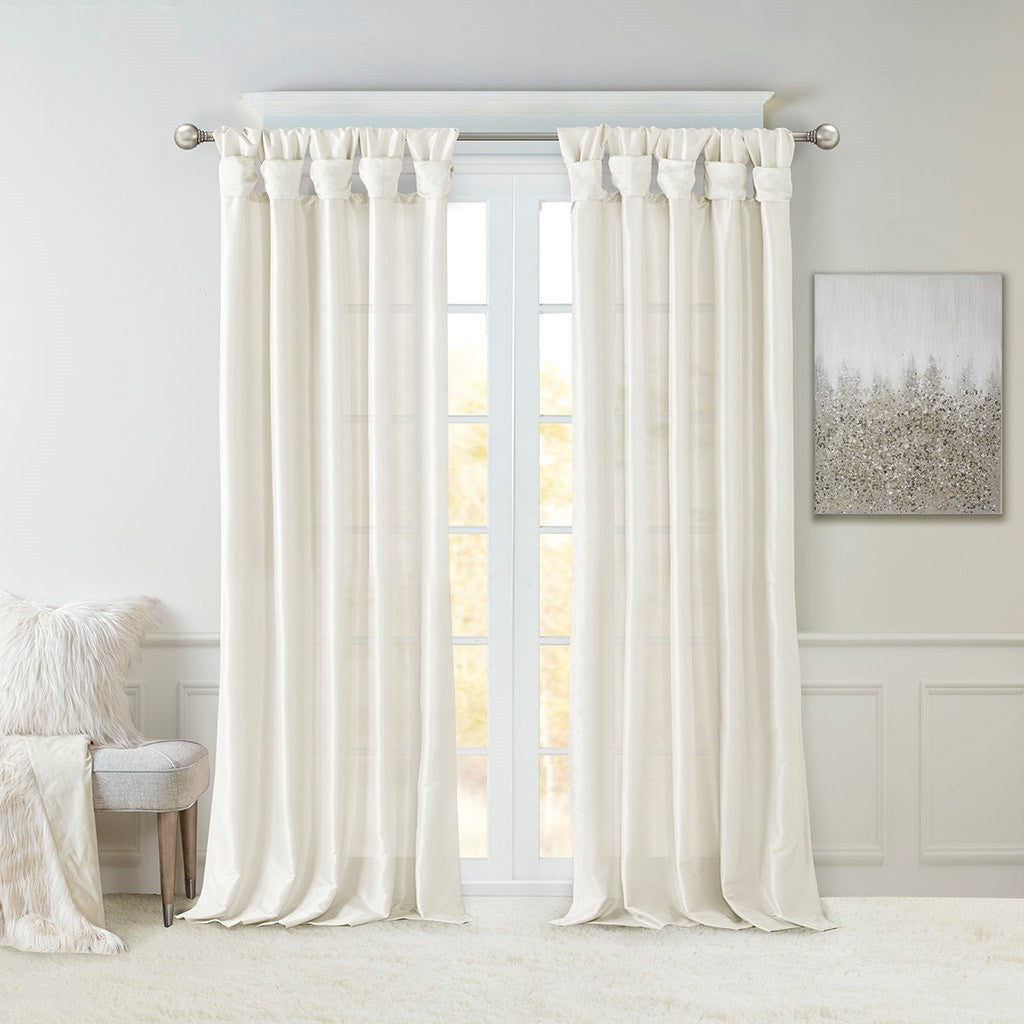 Twist Tab Lined Window Curtain Panel White 50x108'