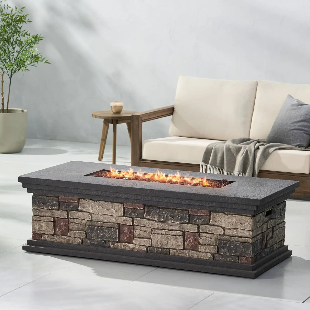 Fire Pit with Lightweight Concrete and Steel Frame