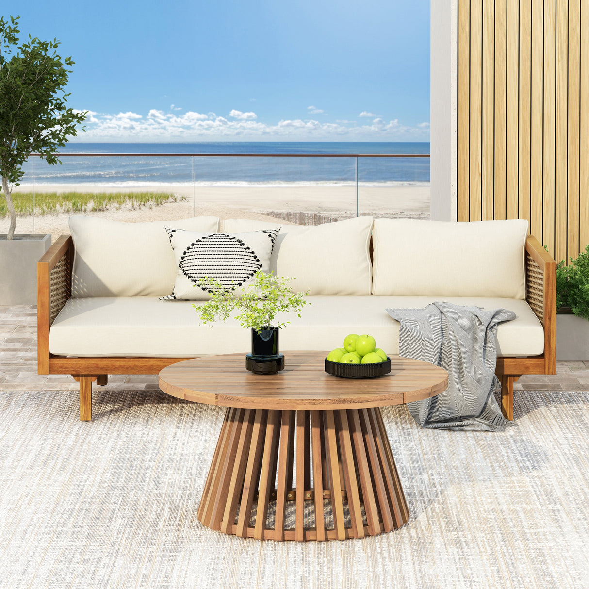 Claremont 3-Seater Daybed and Acacia Wood Patio Table