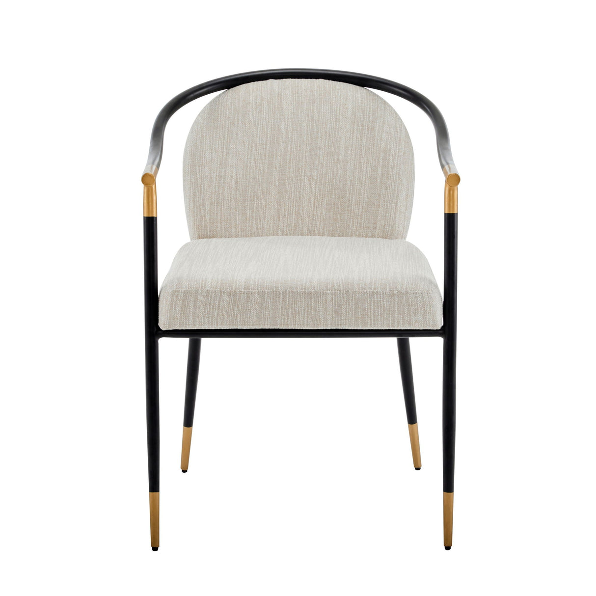 Modern Upholstered Dining Chair Set of 2 - Beige / Black