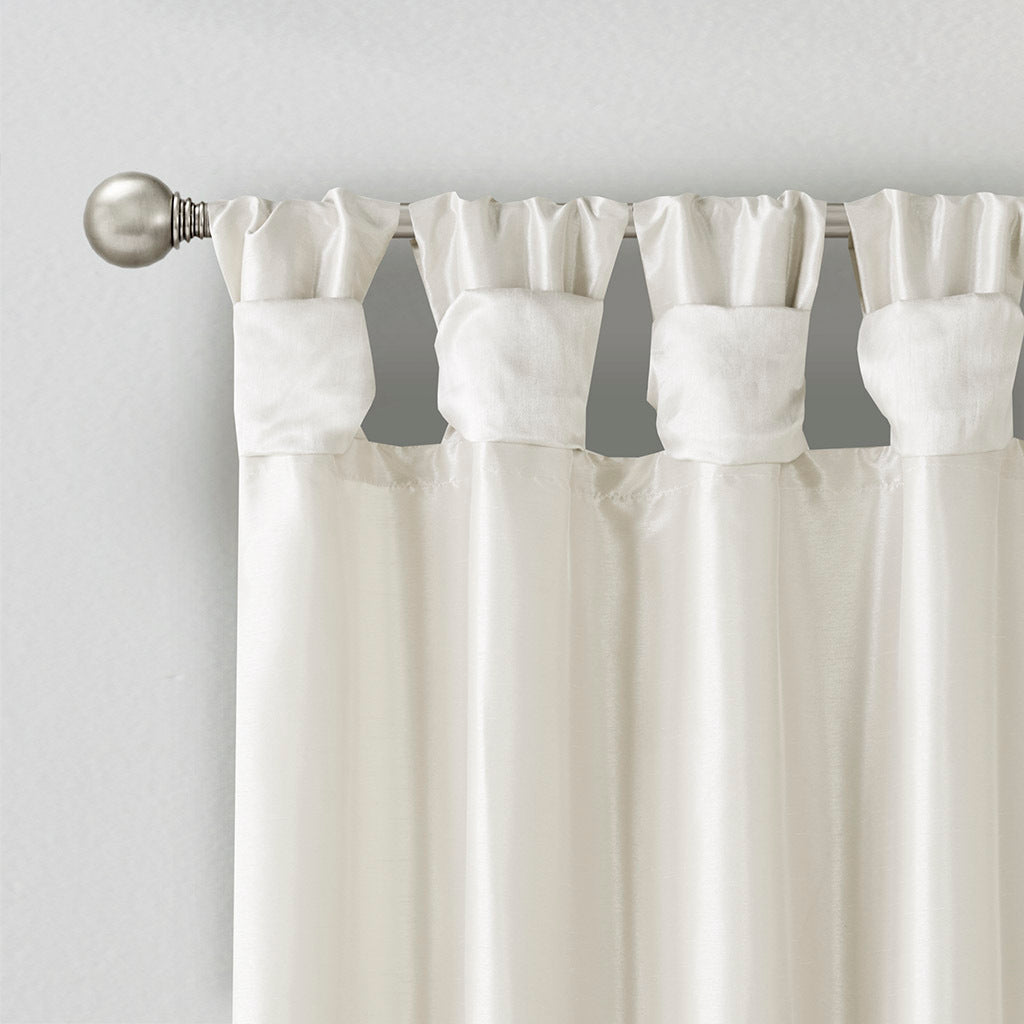 Twist tab lined window curtain panel white 50x84"