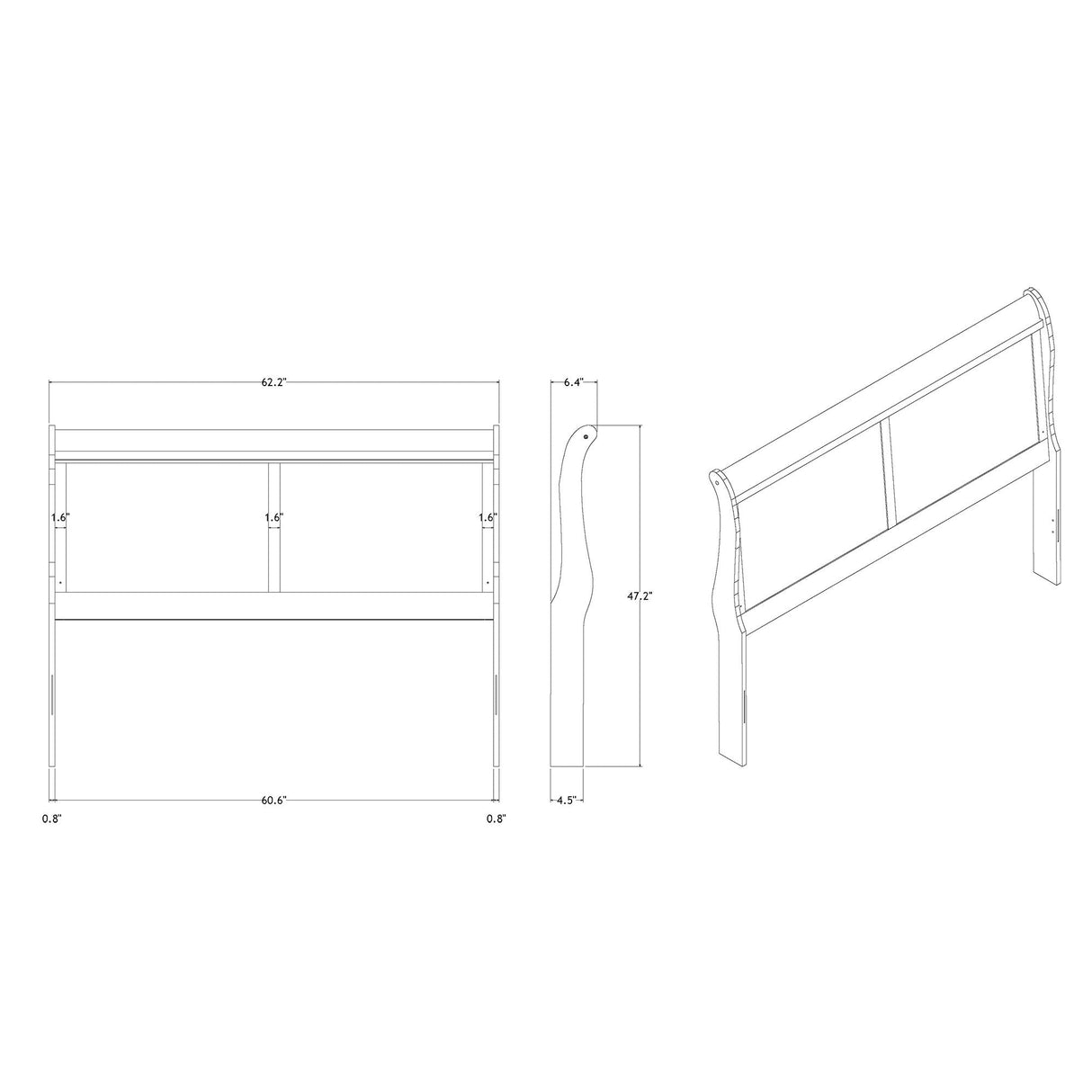 Charlston - Modern Sleigh Design Bed With LED