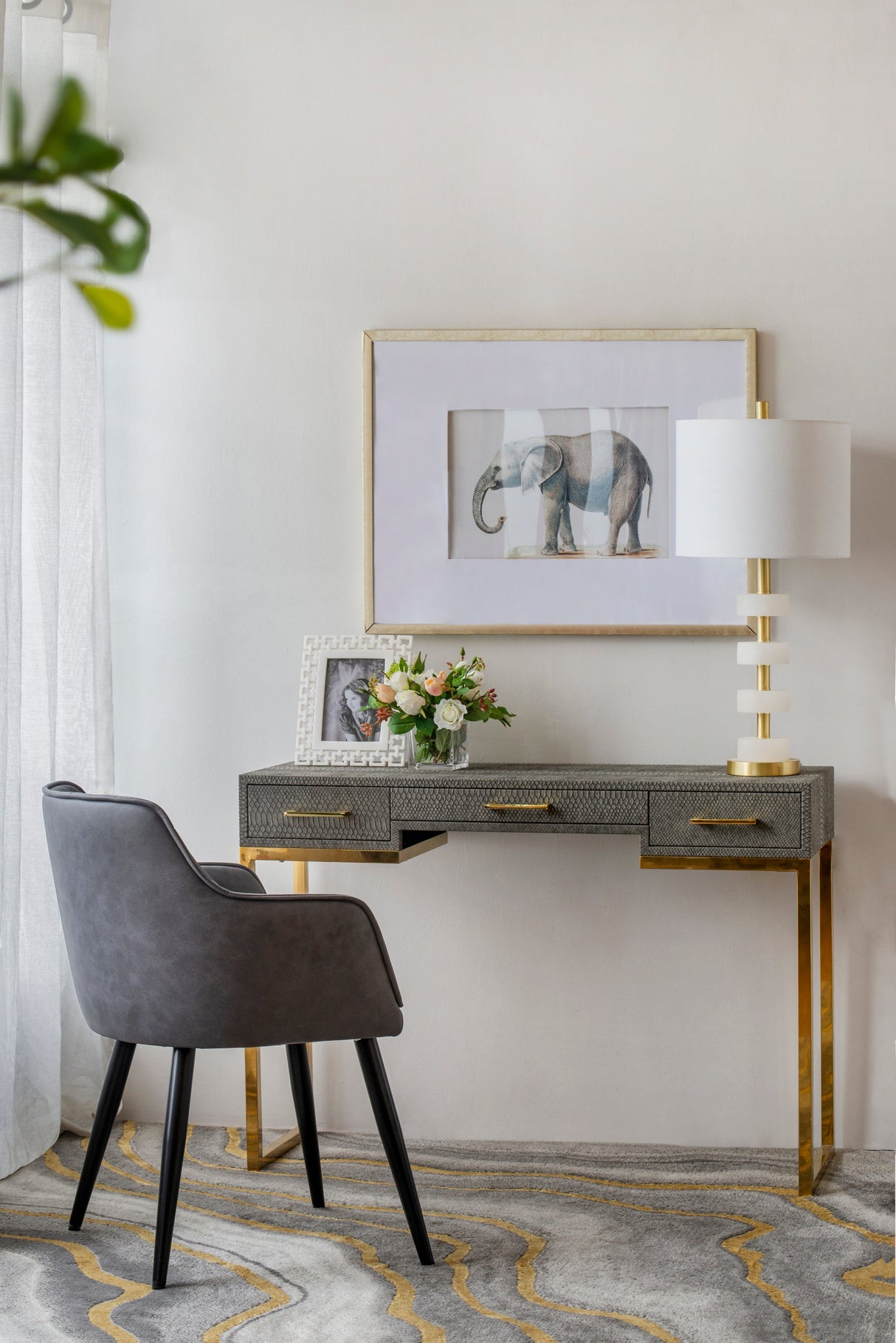 13x13x26 Marble Table Lamp