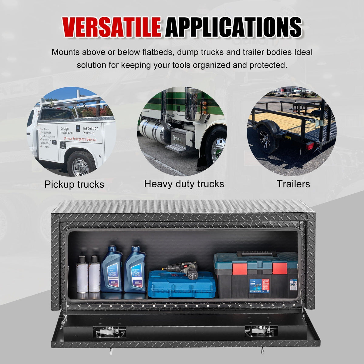 Pro Series Underbody Truck Tool Box with Waterproof Storage - Black