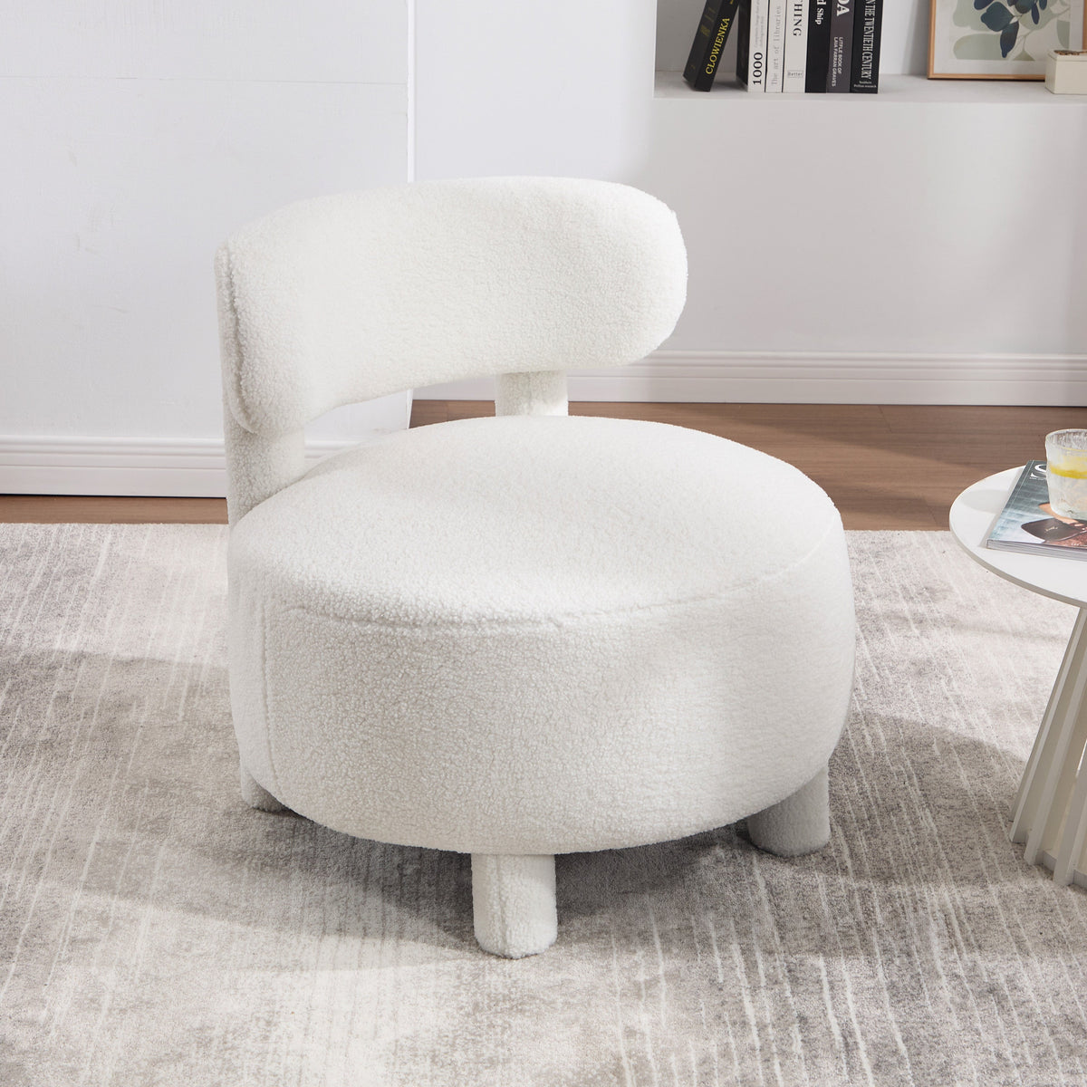 Teddy Fabric Armless Accent Chair with Plush Upholstery - Cream