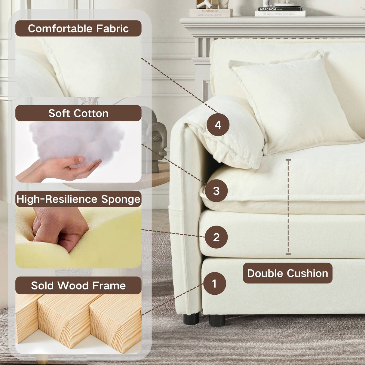 Oversized Chair With Movable Ottoman, Soft Upholstered Lounge Chair