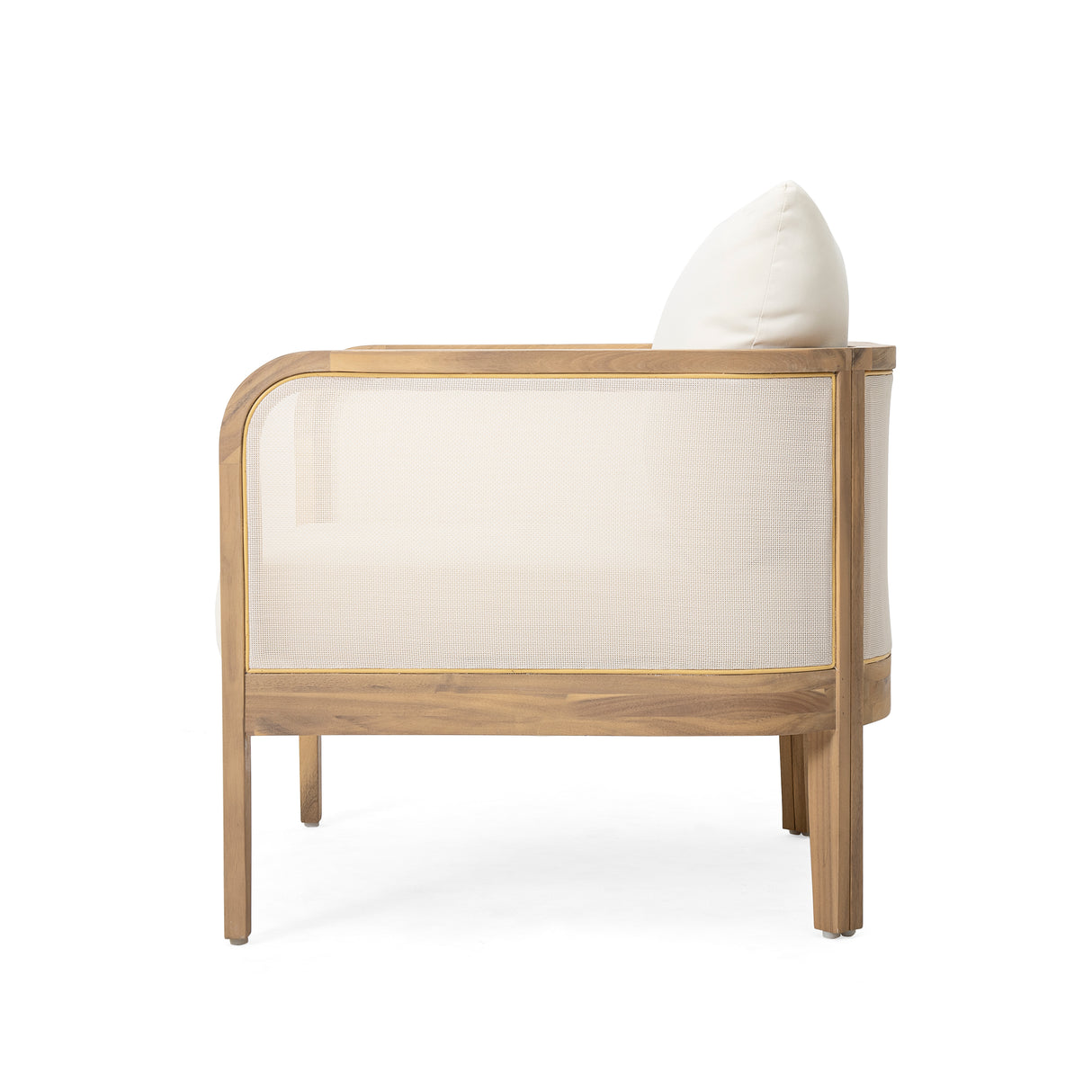 Outdoor acacia wood patio club chair, patio furniture, beige