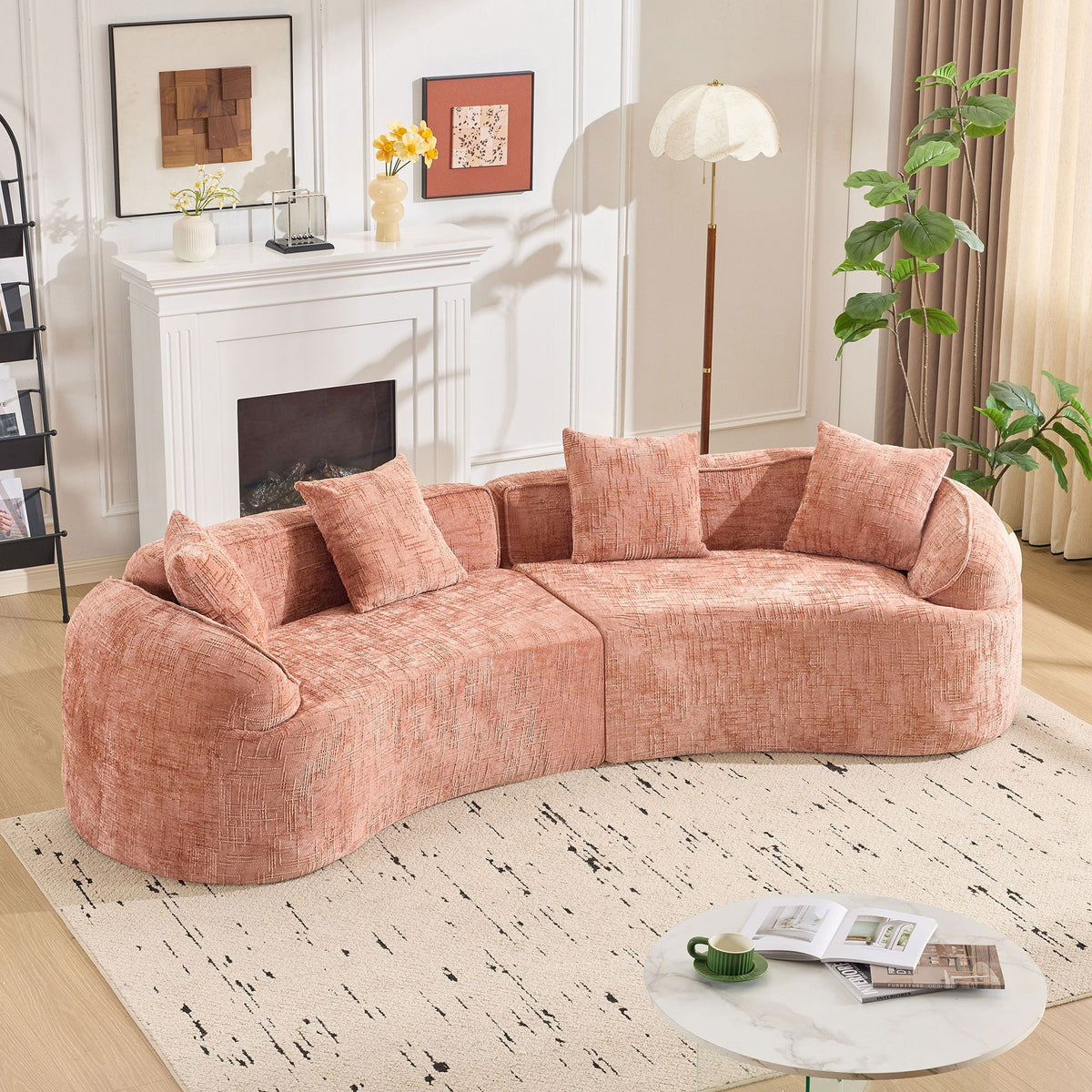 Curved Compressed Sofa, Nordic-Style Design For Living Room