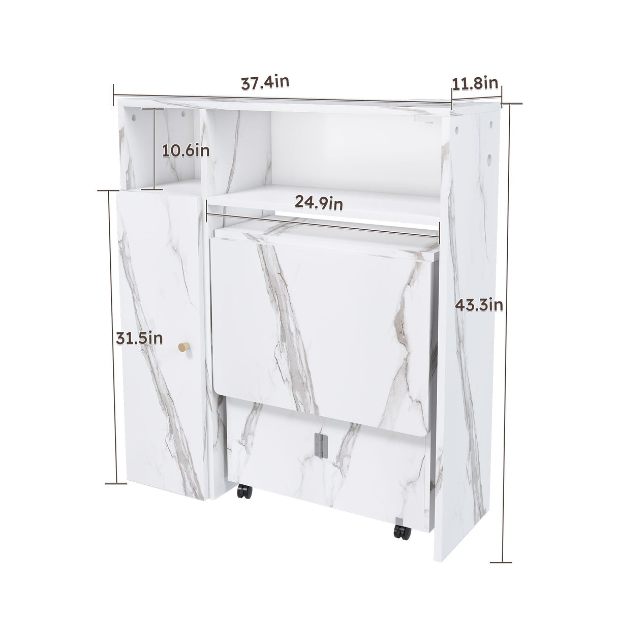 Multifunctional Folding Dining Table With Wall-Mounted Sideboard & Storage