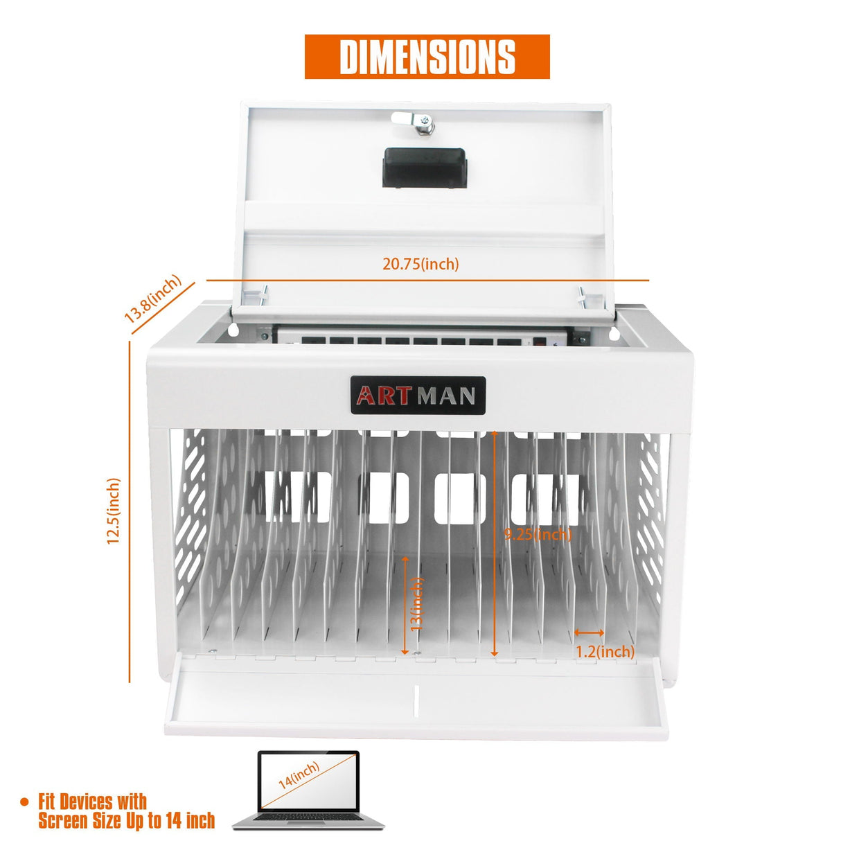 16 Bay Charging Cabinet for Laptop and Tablet Storage