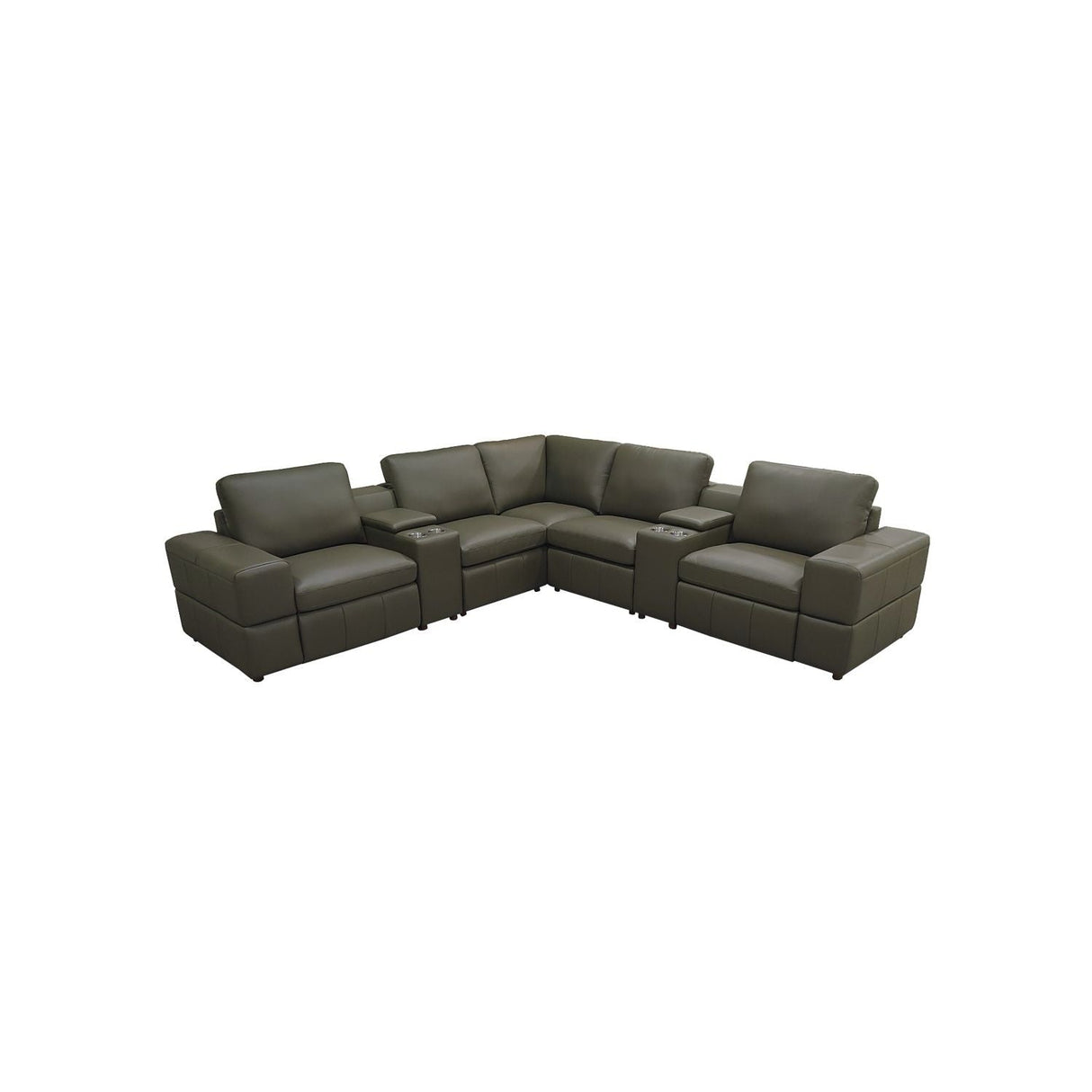 Upholstered Large Arms Sectional With Recliner Seats
