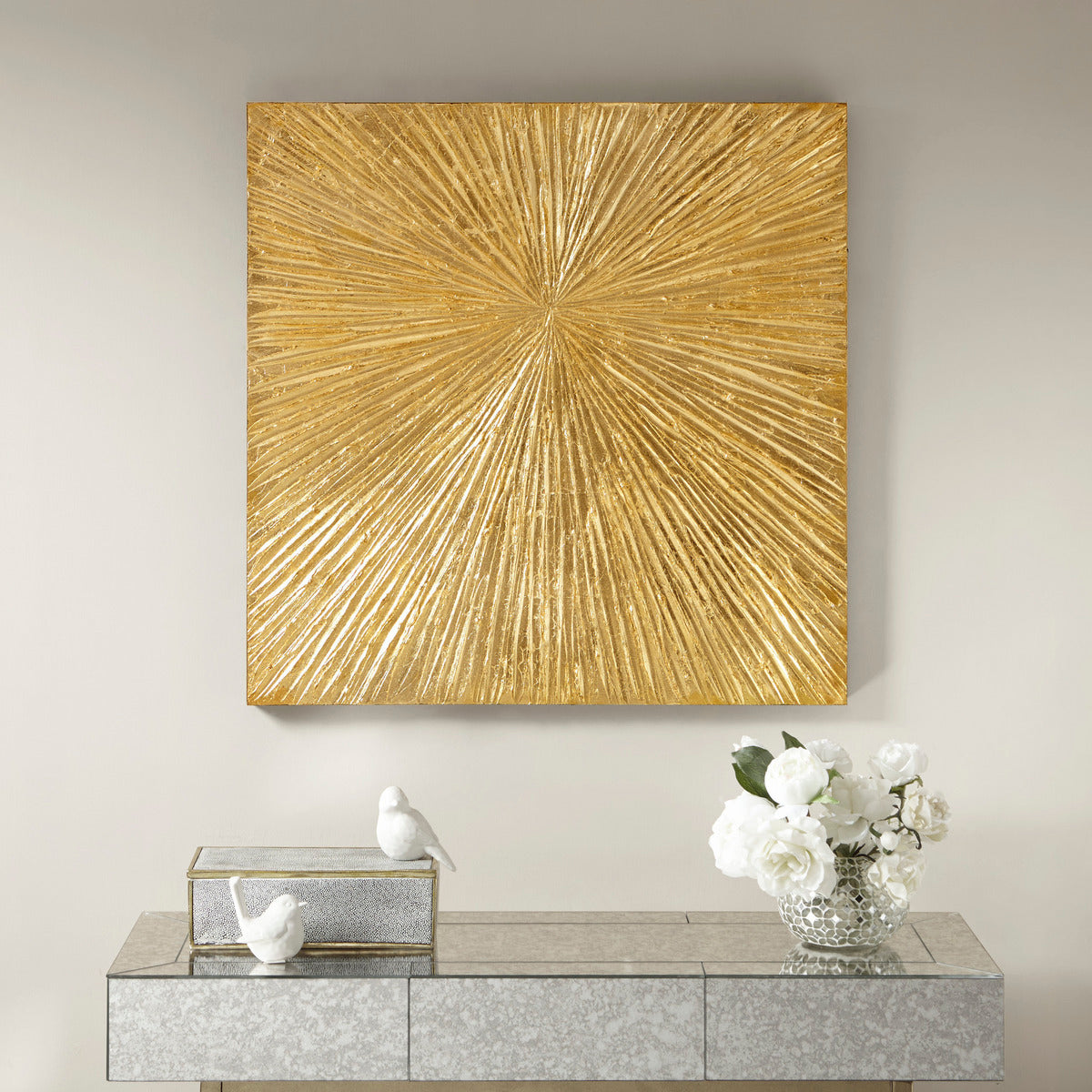 The Solaris Éclat™ – Hand-Textured Gilded Burst Wall Sculpture