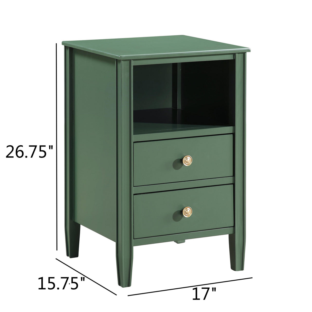 Winston 2-Drawer Storage Nightstand in Vintage Green
