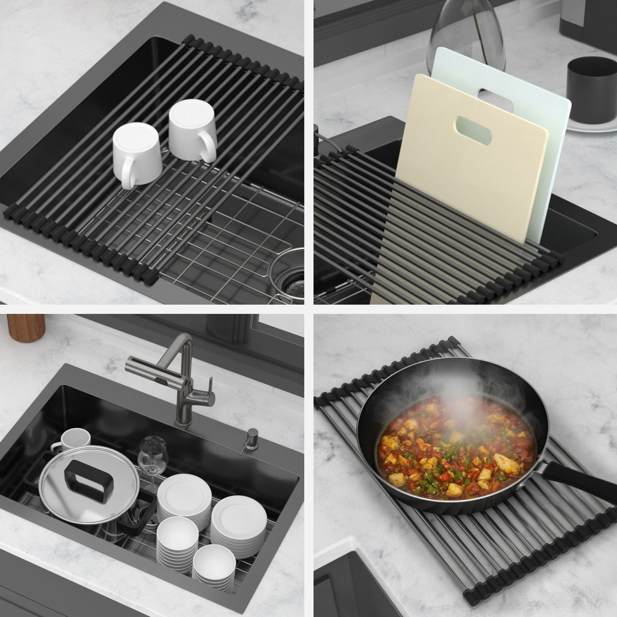 Drop-In Stainless Steel Kitchen Sink With Pull-Out Faucet And Soap Dispenser