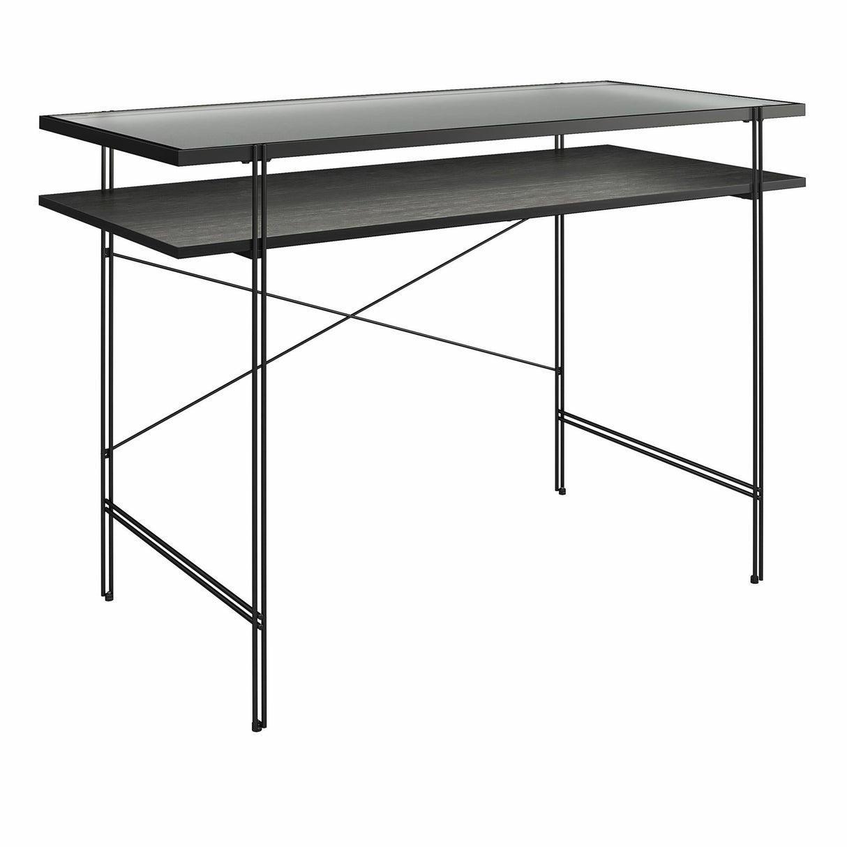 Vance Computer Desk With Fluted Glass Desktop - Black