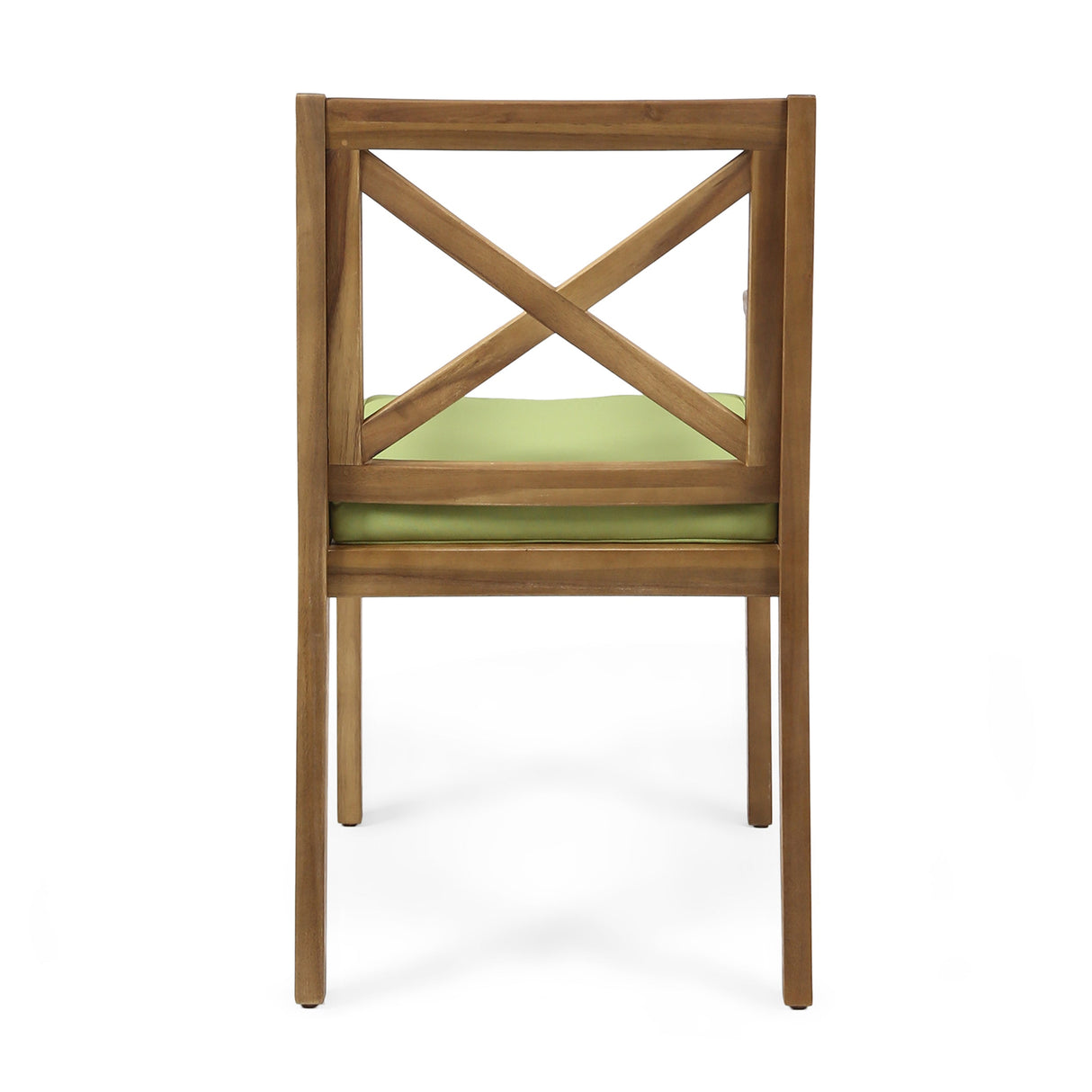 7 Pieces Acacia Wood Outdoor Dining Set with Green Cushions