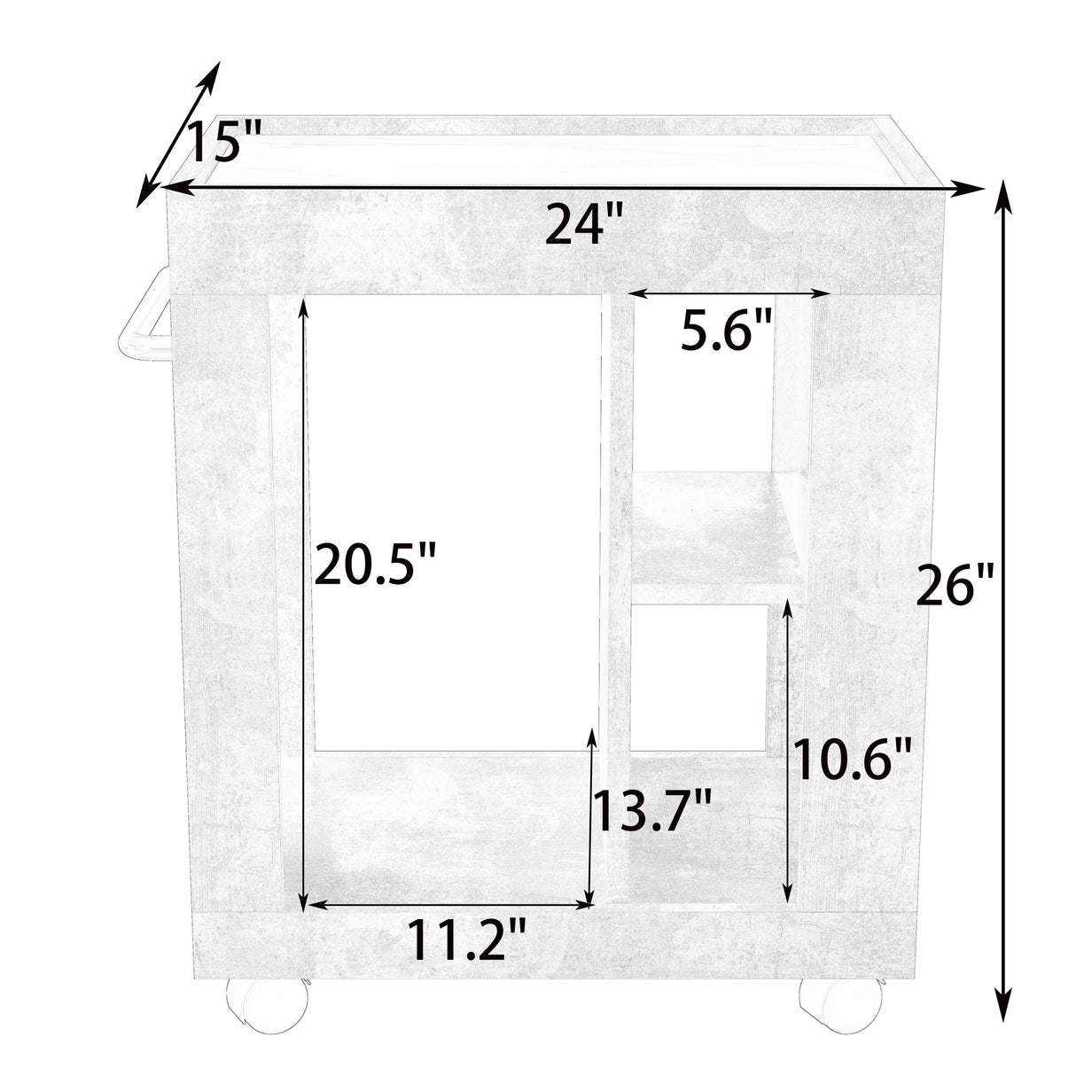 Mid-century Modern Style Movable Side Cabinet