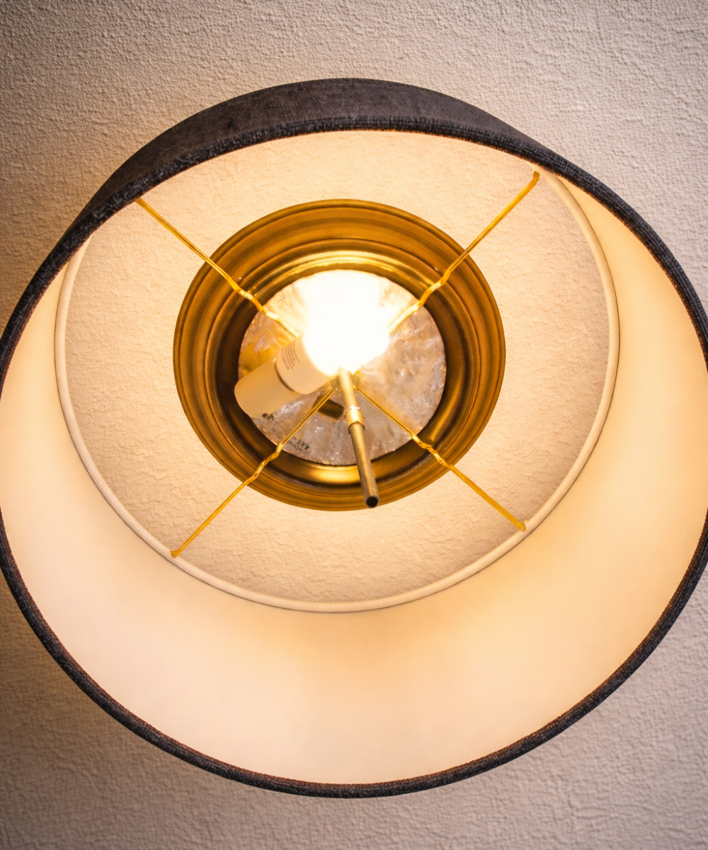 18"W Moderne Flush Mount Conversion Kit Granite Gray Burlap Shallow Drum Lampshade