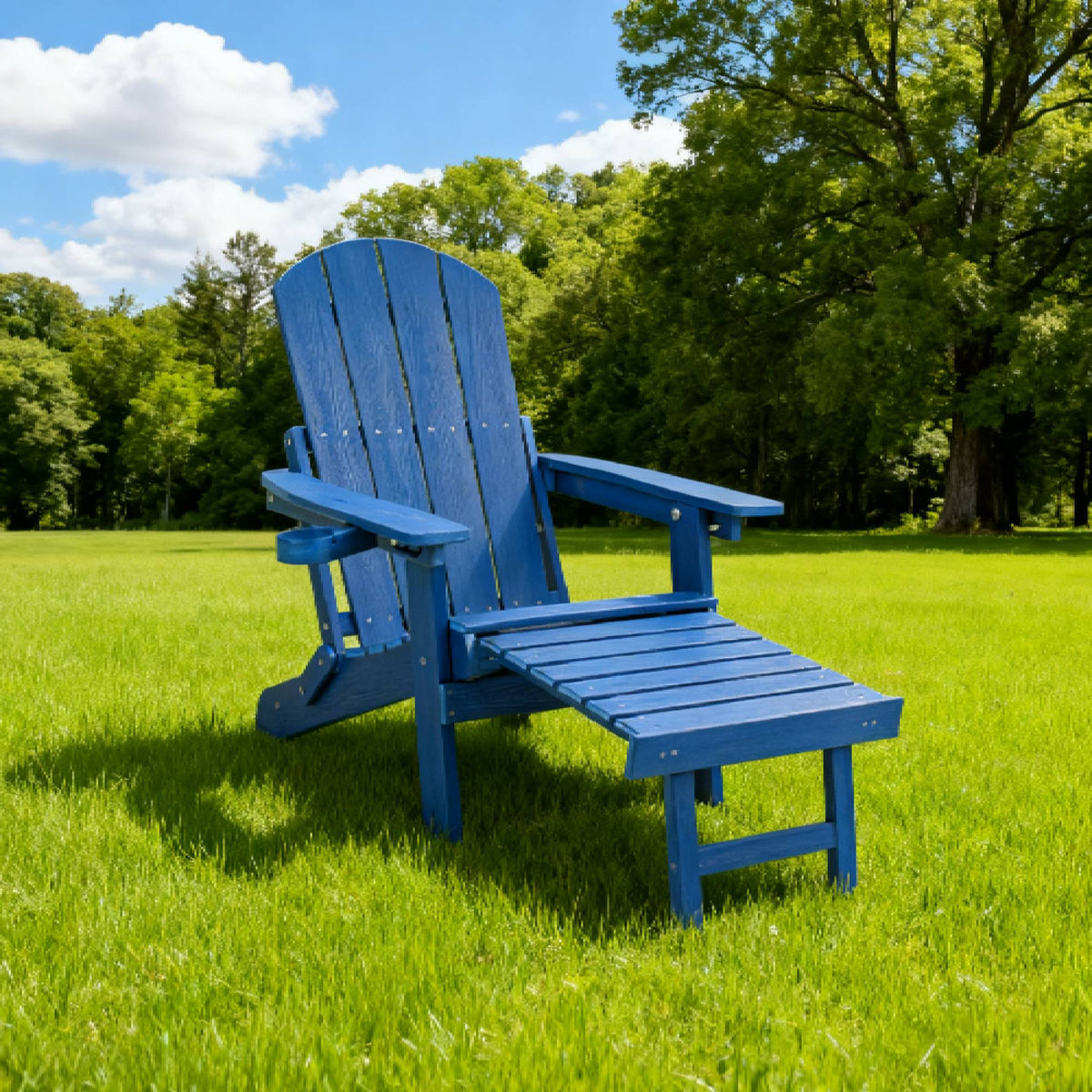 Outdoor Adjustable Lounge Chair with Cup Holder