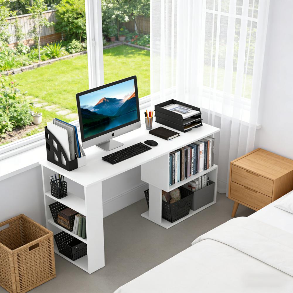 Writing Table Workstation: L Shaped Corner Computer Desk