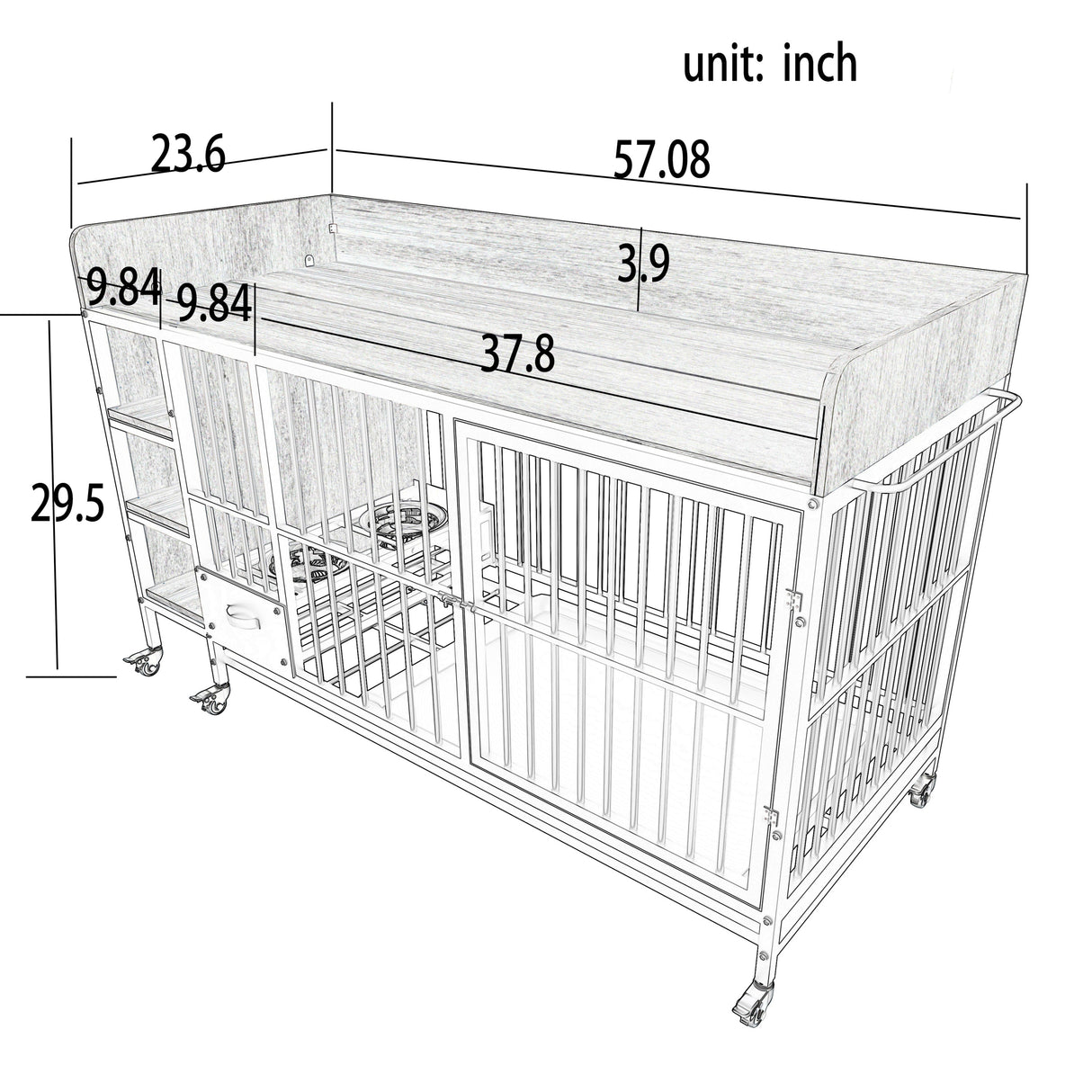 Large Pet Cage with Storage Rack Black and Beige