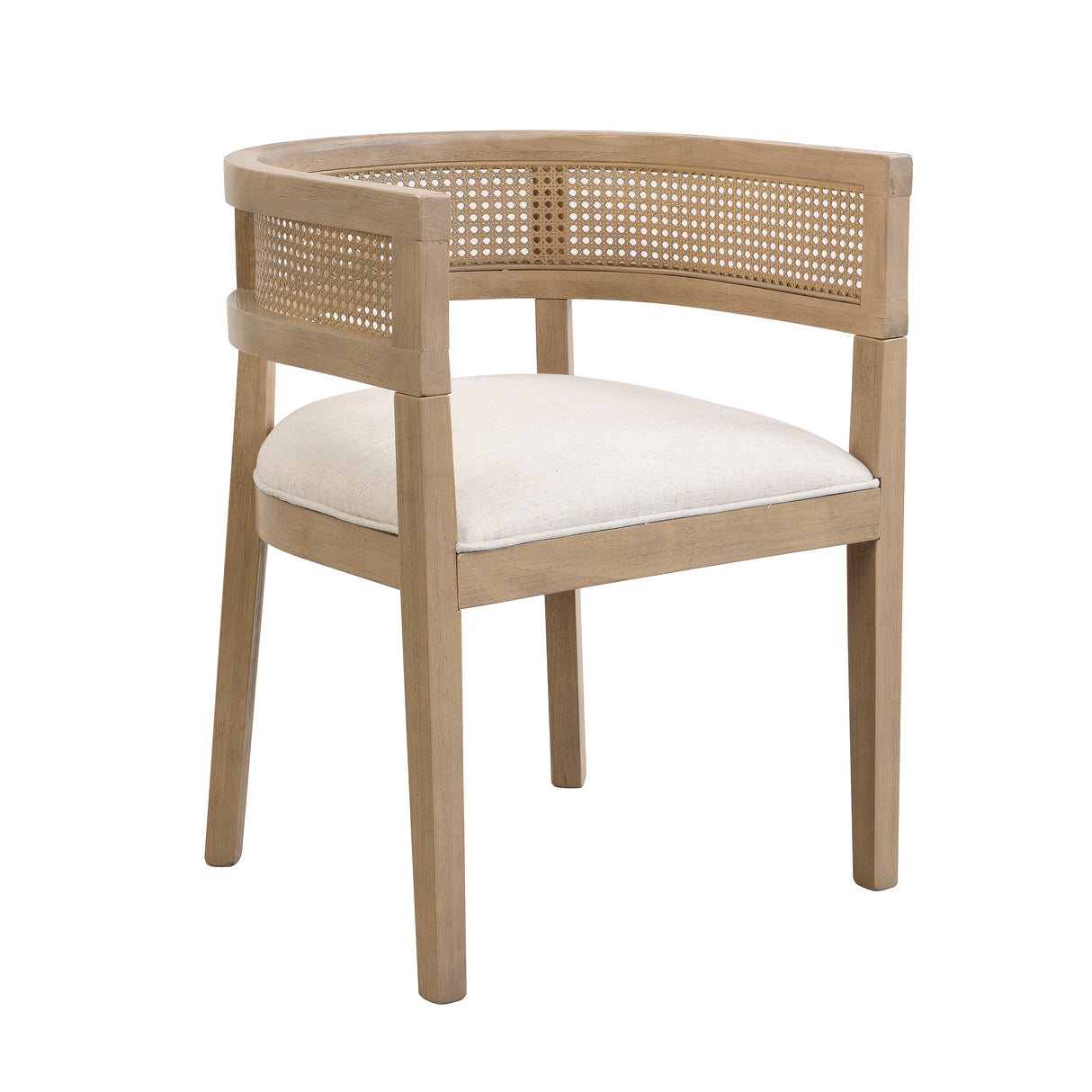 Barrel Dining Chair with Rattan Back, Set of 2