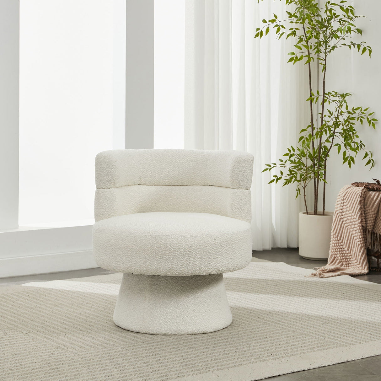 Swivel Accent Chair, 360° Rotating Design With Ergonomic Support