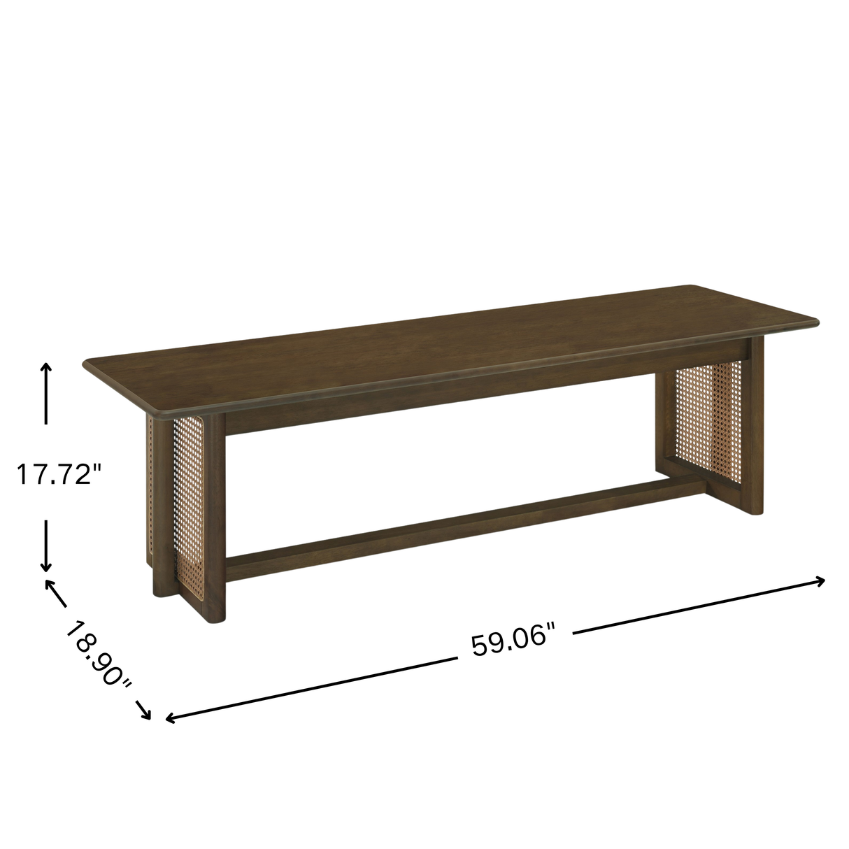 Walnut-Colored Rubber Wood Dining Set with Plastic Rattan