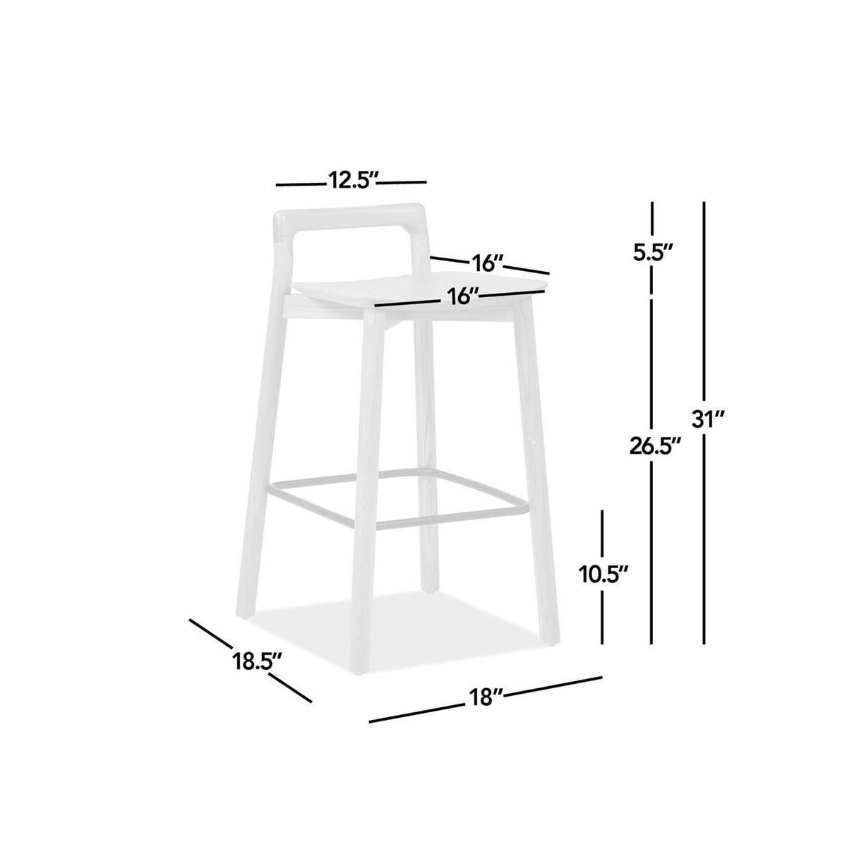 Sven - Modern Minimalist Low Back Counter Stool - Natural Blonde Ash
