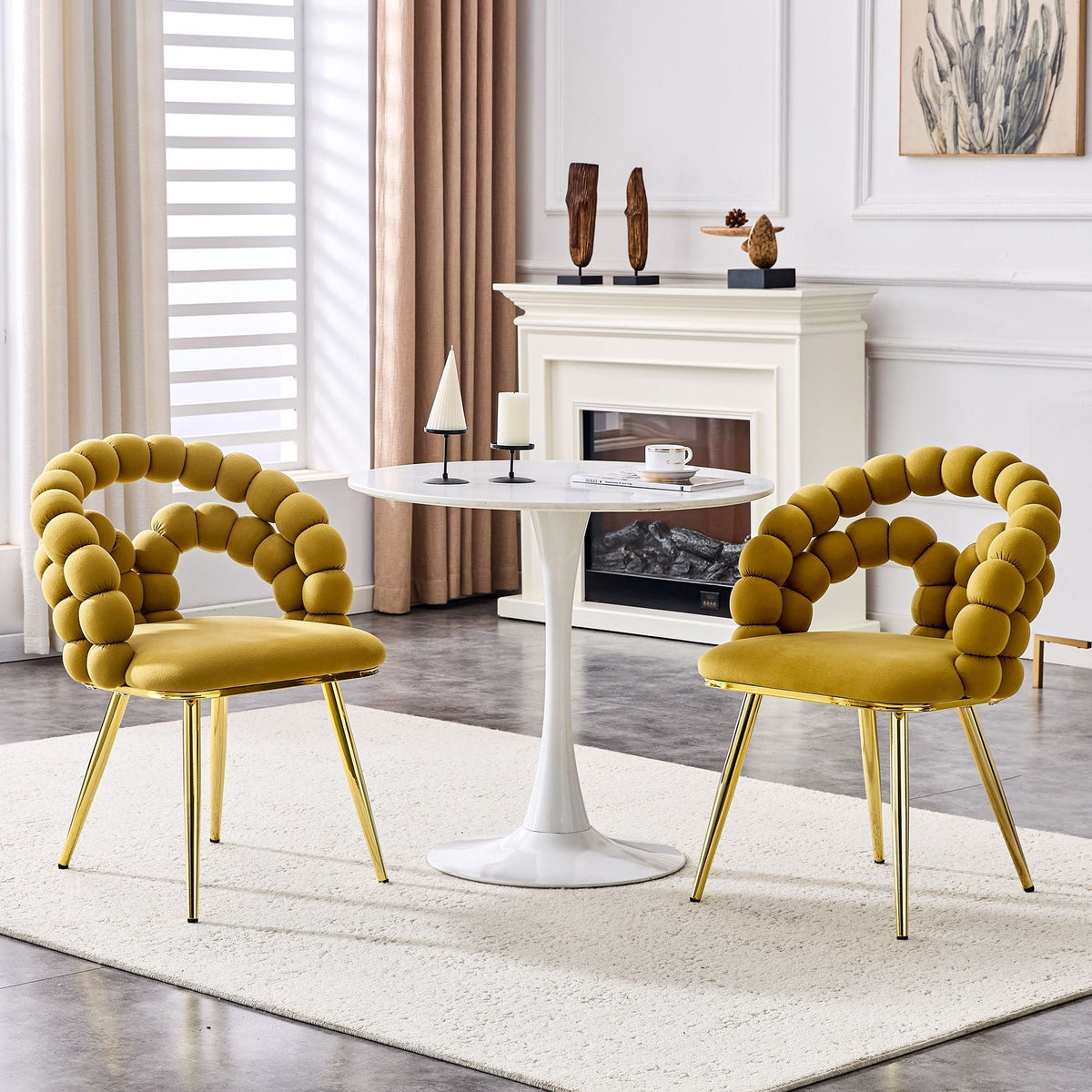 Puffy Bubble Ball Chain Chairs for Dining Room - Light Blue or Yellow