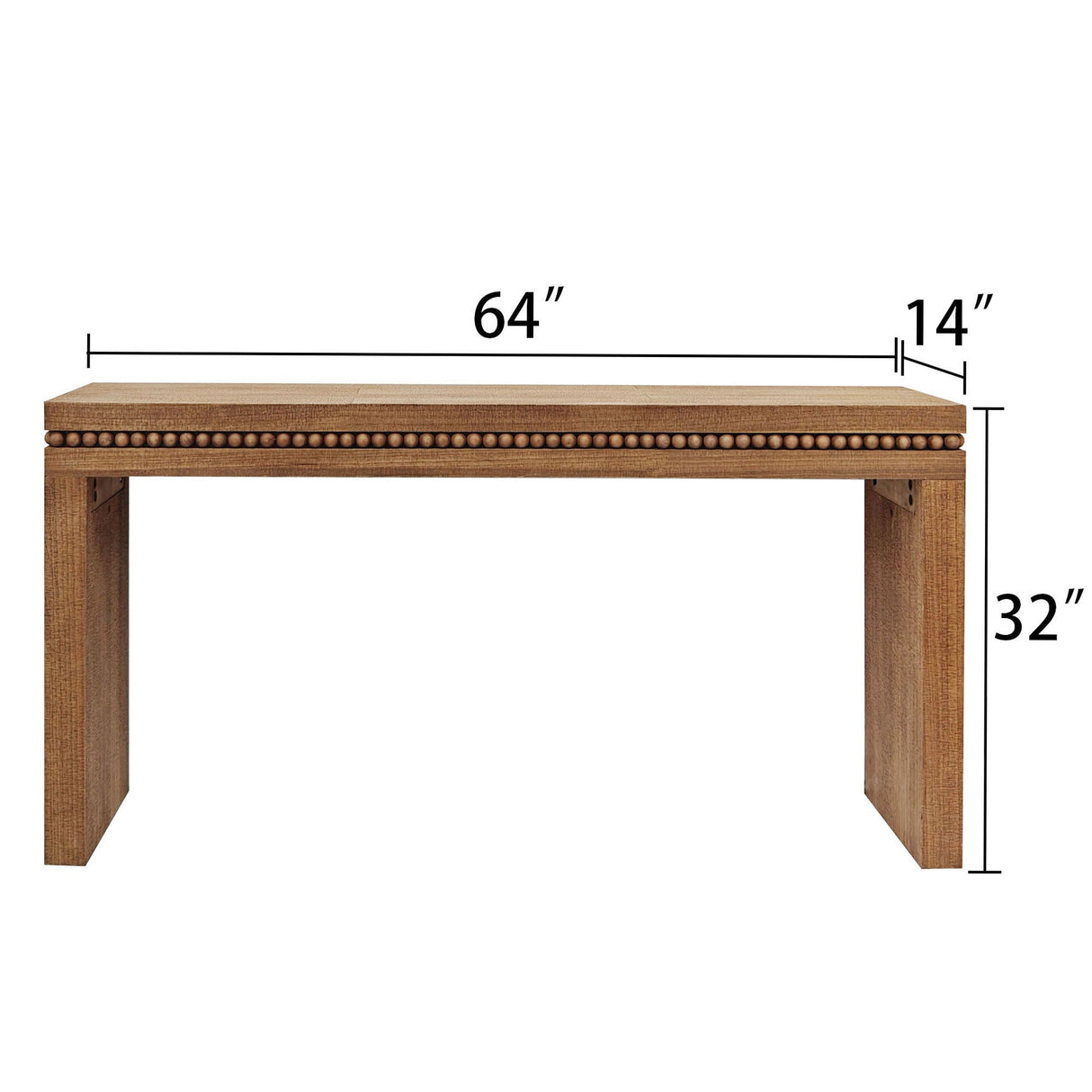 Rustic Manufactured Wood Console Table with Beaded Accent, 64L x 14W x 32H