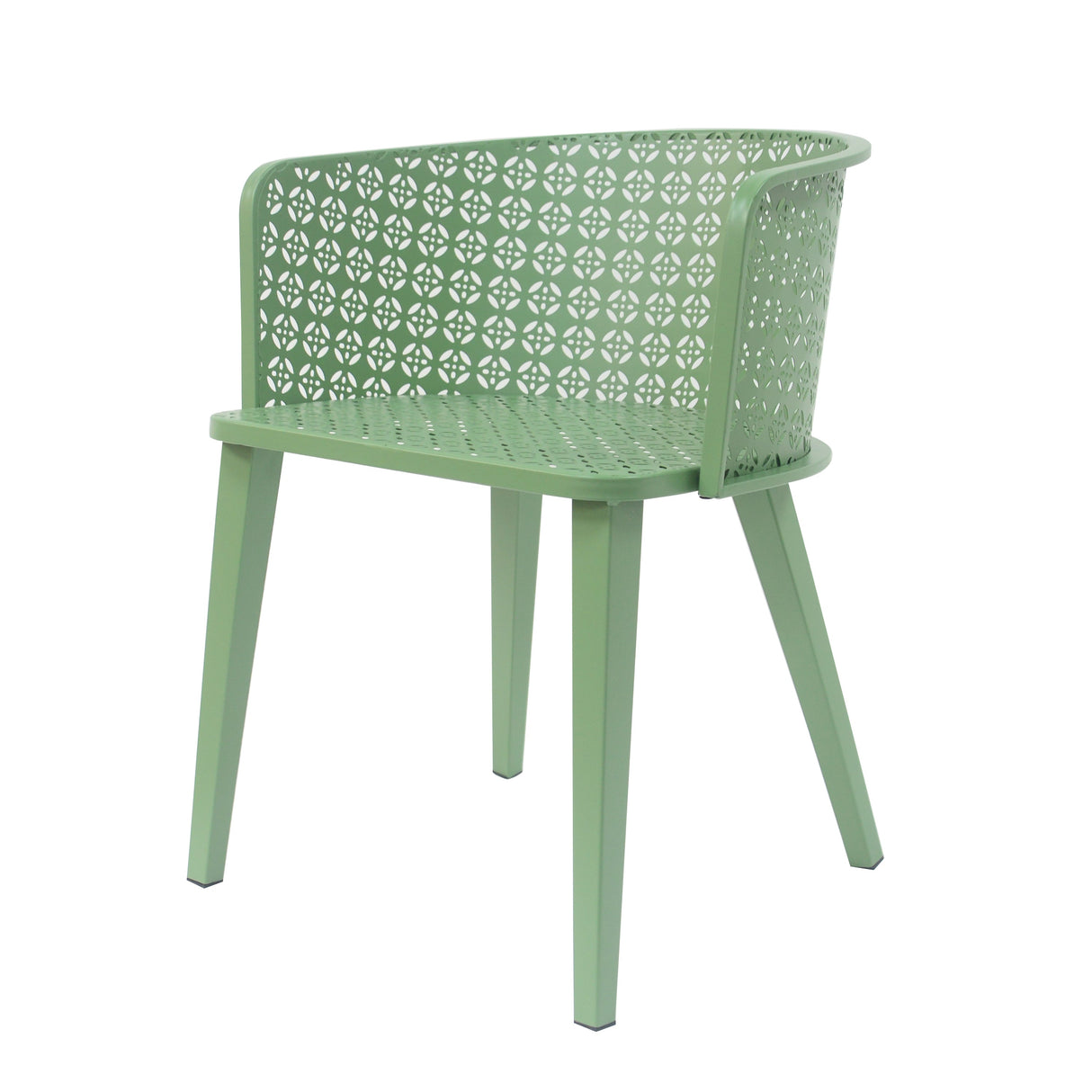 Milan Outdoor Dining Chair Set of 2 in Green Iron with Modern Design