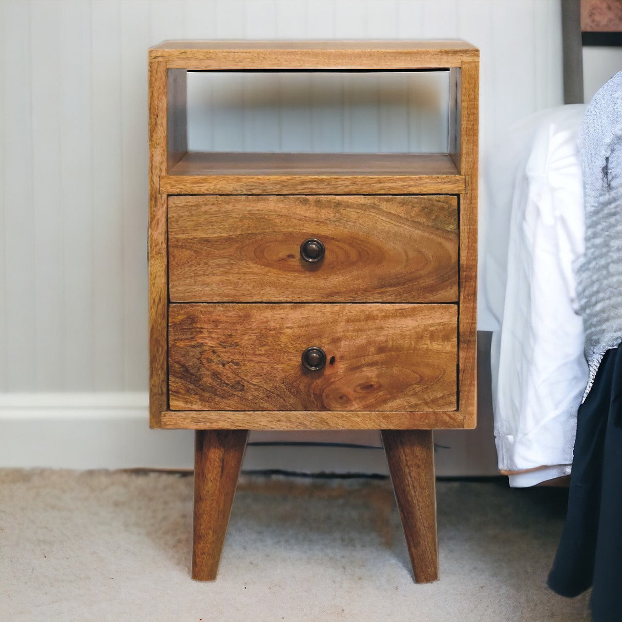Solid Wood Mini Oak-ish Classic Nightstand