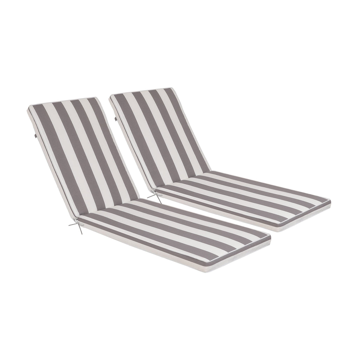2-Piece Outdoor Chaise Lounge Cushion Set, Grey/White