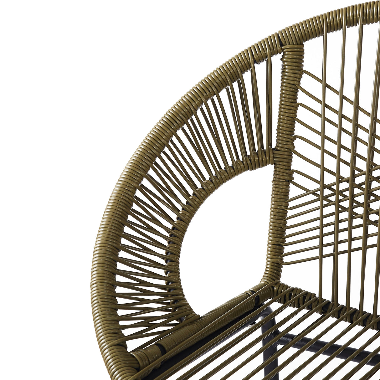 Ferrara Outdoor Patio Green Faux Wicker Barstool Set with Ergonomic Design and Durable PE Material