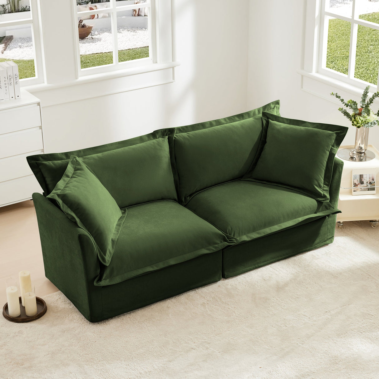 Modern Slipcovered 2-Seat Sofa
