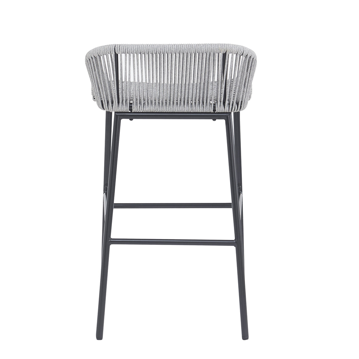 Light Gray Rope Outdoor Bar Stool Set with UV Resistance - Set of 2