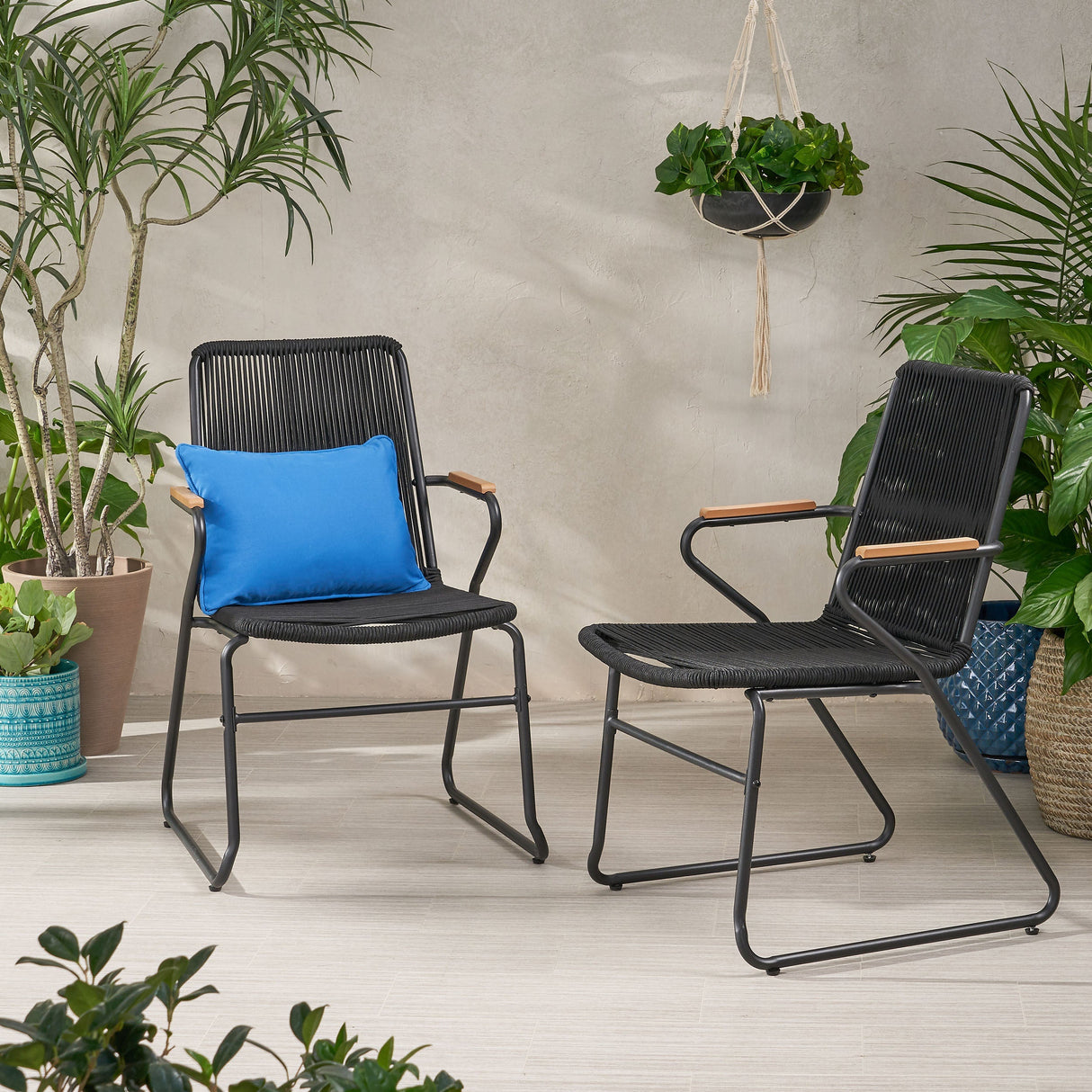 Moonstone Outdoor Club Chair Set with Rope Weave Design
