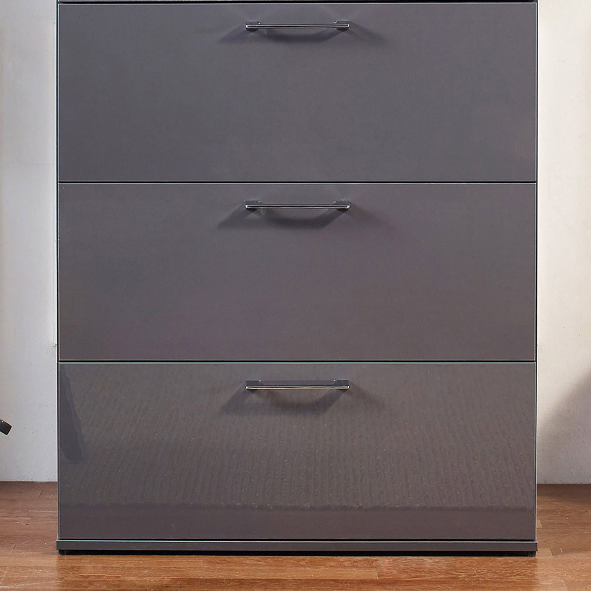 Glossy 4 Drawer Jumbo Chest with Extra Deep Storage - Dark Gray or White
