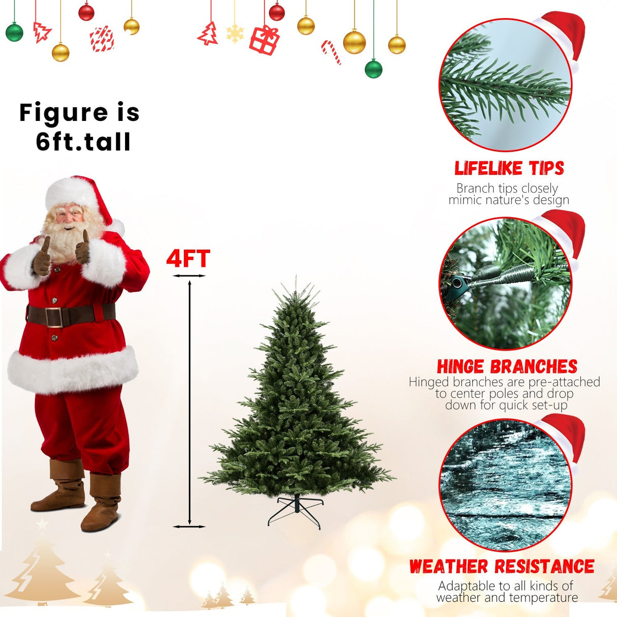 Full-Shaped 6 Ft Christmas Tree with 1673 PE/PVC Tips