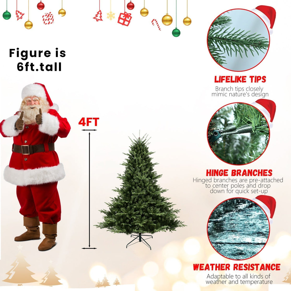 Full-Shaped 6 Ft Christmas Tree with 1673 PE/PVC Tips